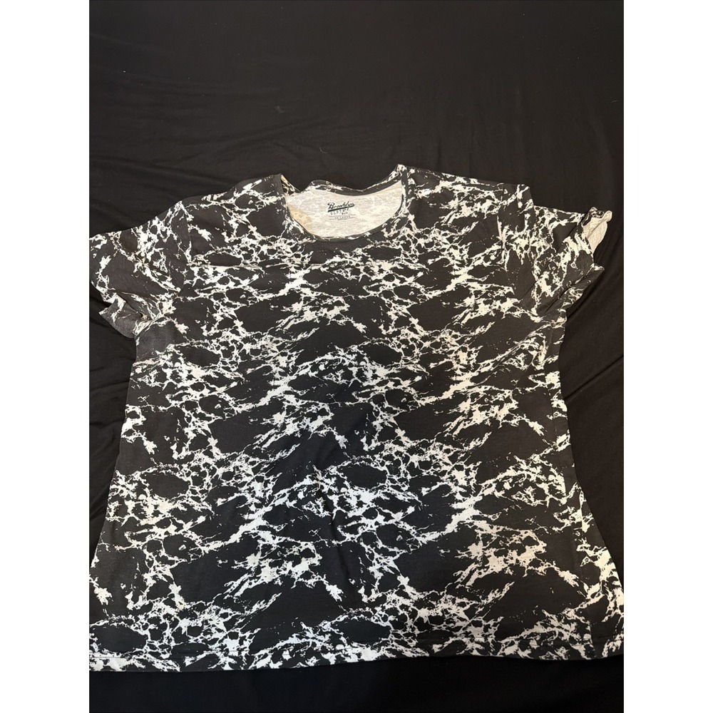 Brooklyn Cloth Co Mens Black White Marble Print T Shirt 3X Large Cotton